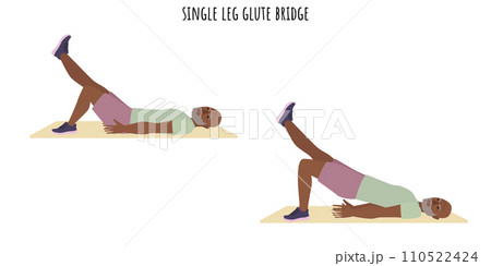 Senior man doing single leg glute bridge exercise 110522424