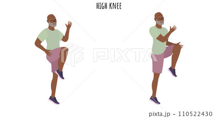 Senior man doing high knee exercise Senior man doing high knee exercise 110522430