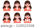 いろんな表情の女性の顔 110523508