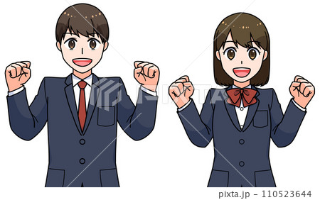 ガッツポーズの学生男女 ガッツポーズの学生男女 110523644