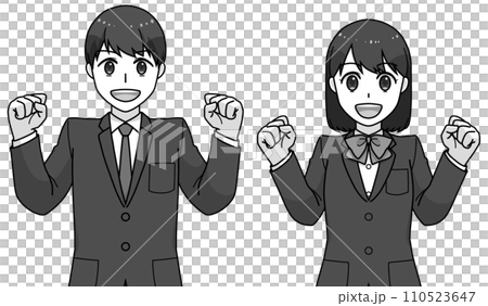 ガッツポーズの学生男女 ガッツポーズの学生男女 110523647