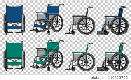 Wheelchair seen from various directions Wheelchair seen from various directions 110523796