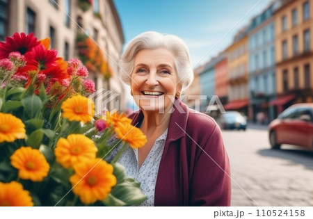 Portrait of happy senior woman with smile on her face 110524158