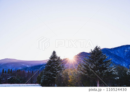 夕日が射す冬の自然風景 夕日が射す冬の自然風景 110524430