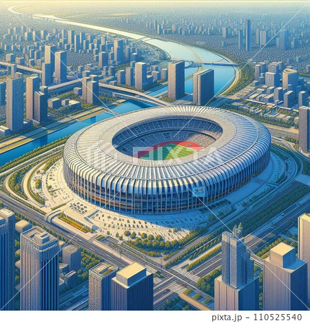 上空から見た新国立競技場 110525540