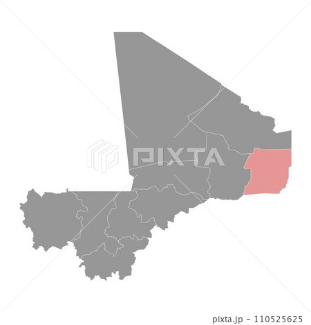 Menaka region map, administrative division of Mali. Vector illustration. 110525625