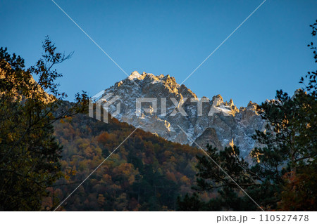 Autumn mountain landscape with clouds 110527478