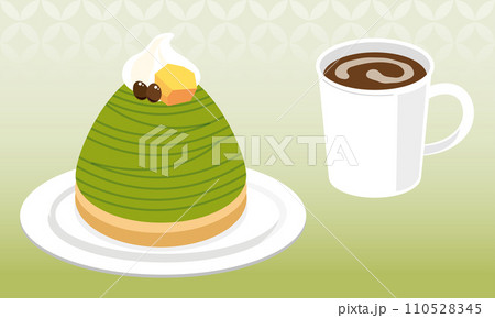 抹茶のモンブランとコーヒー 抹茶のモンブランとコーヒー 110528345