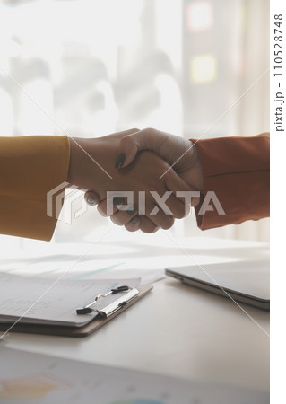 .Team of business people working together in the meeting room office, teamwork background charts and graphs banner, double exposure successful teamwork,business planning concept. 110528748
