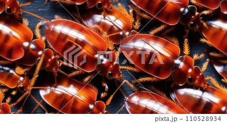 Seamless texture pattern and background of pile of cockroaches. Insectophobia, Blattophobia and blattoptera concept. Blattopterologist, Dictyopterology. AI Seamless texture pattern and background of pile of cockroaches. Insectophobia, Blattophobia and blattoptera concept. Blattopterologist, Dictyopterology. AI 110528934