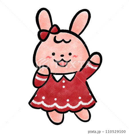 かわいいウサギのキャラクター 手描きイラスト素材 かわいいウサギのキャラクター 手描きイラスト素材 110529100