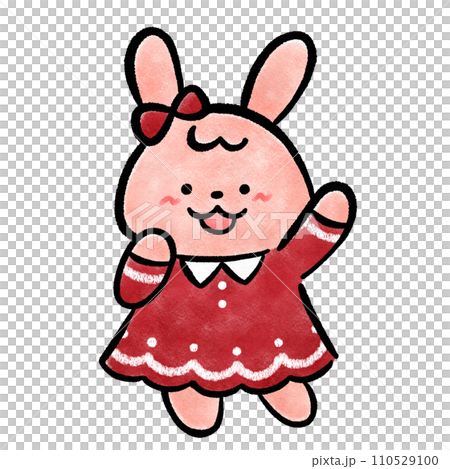 かわいいウサギのキャラクター 手描きイラスト素材 かわいいウサギのキャラクター 手描きイラスト素材 110529100