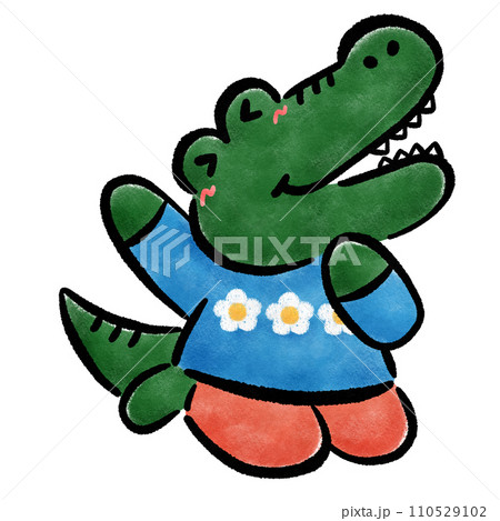 かわいいワニのキャラクター 手描きイラスト素材のイラスト素材 かわいいワニのキャラクター 手描きイラスト素材のイラスト素材