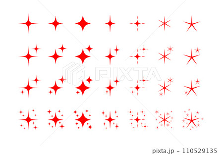 赤色の星のキラキラエフェクト　ベタ色　セット 110529135