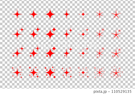 赤色の星のキラキラエフェクト　ベタ色　セット 110529135