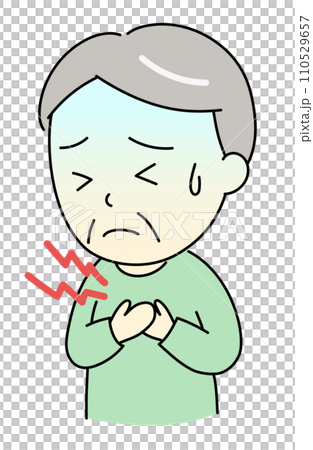 Illustration of an old man holding his chest in pain 110529657