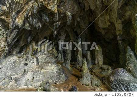 Cave with stalactites and stalagmites. A cave in the mountain in Turkey close to Marmaris. Beautiful undeground view. Cave with stalactites and stalagmites. A cave in the mountain in Turkey close to Marmaris. Beautiful undeground view. 110530707