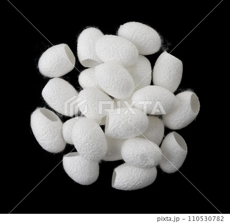Top view of natural silk cocoons Top view of natural silk cocoons 110530782