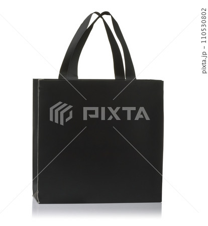 Front view of black paper shopping bag 110530802