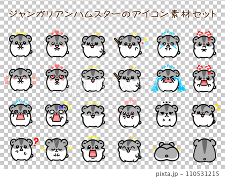 Cute Djungarian hamster mini icon material set Cute Djungarian hamster mini icon material set 110531215