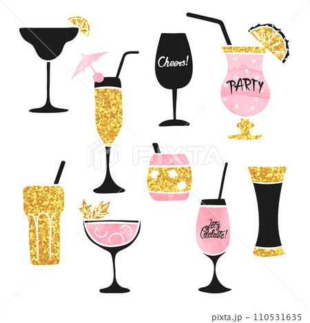 Set of cocktail glasses. Vector collection of alcoholic drinks 110531635