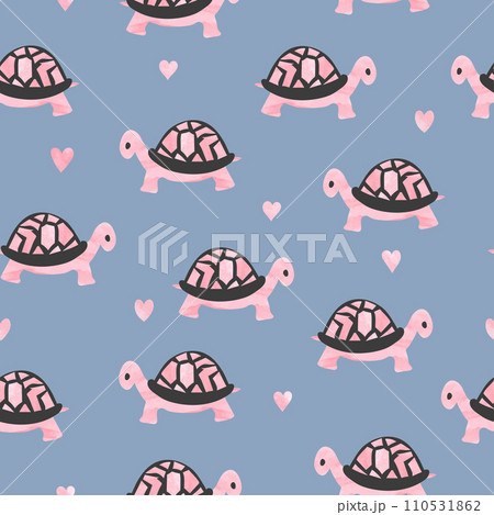 Seamless vector cute tortoise pattern for kids. Baby print 110531862