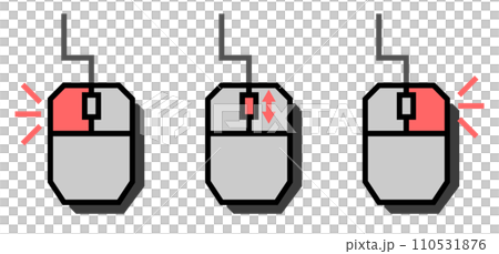 パソコンをクリックで操作するマウスの説明のイラスト 110531876