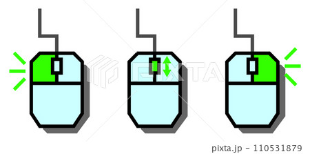 パソコンをクリックで操作するマウスの説明のイラスト 110531879