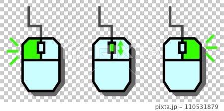 パソコンをクリックで操作するマウスの説明のイラスト 110531879
