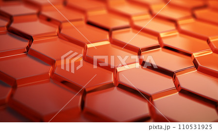 AI-generated content. Close-up of a geometric pattern with copper hexagons creating an abstract background 110531925
