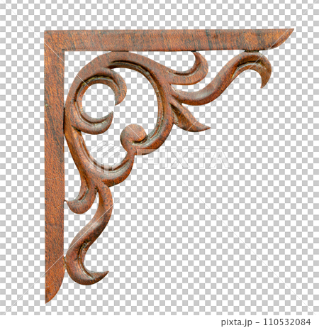 element wood carving with style Thai pattern art isolated element wood carving with style Thai pattern art isolated 110532084
