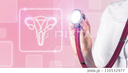 Gynecology concept. Women health care, fertility, womb, hormone diagnostics, checkup 110532977