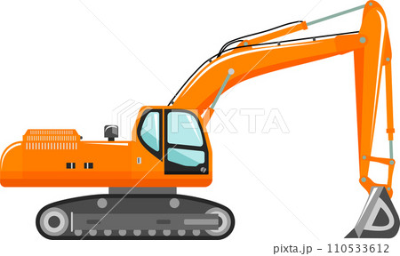Excavator Icon in Flat Style. Vector Illustration 110533612