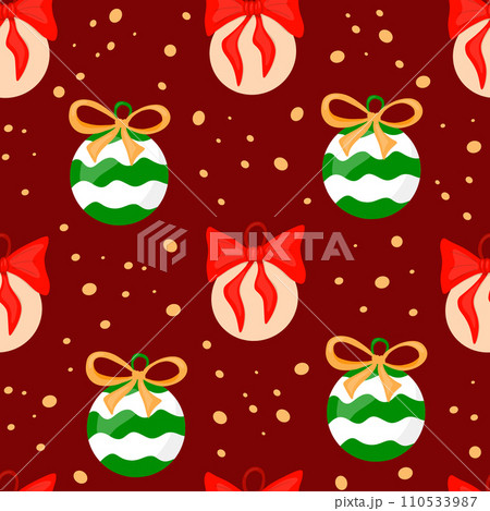 Christmas and Happy New Year seamless pattern with Christmas decorations Vector illustration Christmas and Happy New Year seamless pattern with Christmas decorations Vector illustration 110533987