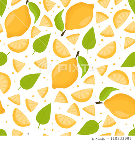 Lemon seamless pattern vector illustration. Summer design. Vector illustration 110533993