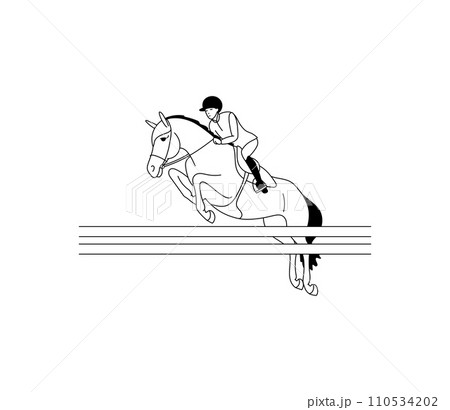 Jumping rider and horse. Jumping rider and horse. 110534202