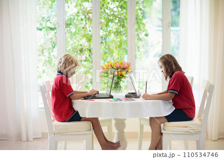 Homeschooling. School from home. 110534746