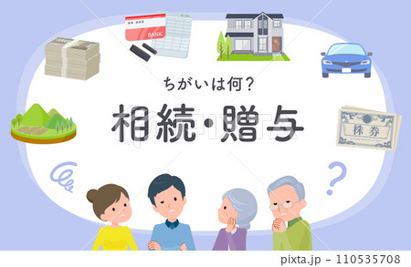 相続について困っている家族_見出しデザイン。 110535708