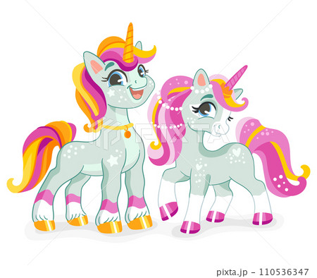 Cute cartoon unicorn friends vector illustration 110536347