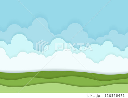 草原と雲のある風景のイラスト 110536471