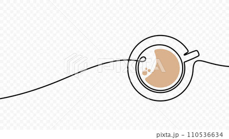 Continuous one line drawing cup of hot coffee vector design. Single line art illustration hot drink on transparent background Continuous one line drawing cup of hot coffee vector design. Single line art illustration hot drink on transparent background 110536634