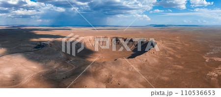 Aerial view of the Meteor Crater Natural Landmark at Arizona. Crater from a meteorite, from space. Elements of this image furnished by NASA. High quality photo 110536653