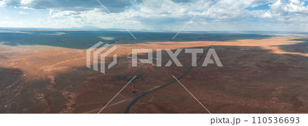Aerial view of the Meteor Crater Natural Landmark at Arizona. Crater from a meteorite, from space. Elements of this image furnished by NASA. High quality photo 110536693