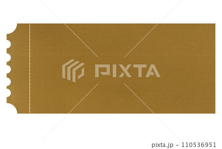 Brown cardboard ticket with tear-off edges on isolated background Brown cardboard ticket with tear-off edges on isolated background 110536951