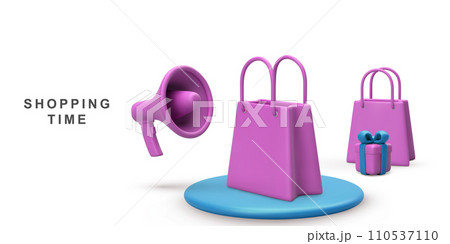 3d realistic Banner for online shopping. Vector illustration. 110537110