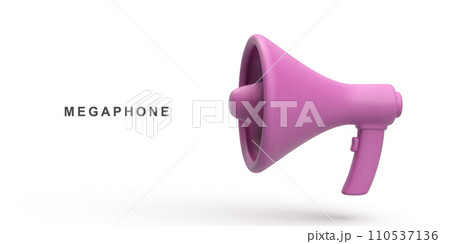3d Realistic of pink megaphone speaker isolated on white background. Vector illustration. 3d Realistic of pink megaphone speaker isolated on white background. Vector illustration. 110537136