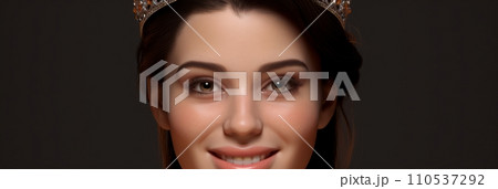 A beautiful girl wearing the crown of a winning beauty queen 110537292