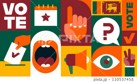 Sri Lanka Vote, election concept design. Modern geometric style. Poster, banner and background. Bold 110537458