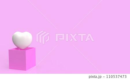 The white heart on pink box for love or valentine concept 3d rendering. 110537473