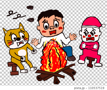 Shiba Inu, clown and boy making a bonfire (The Three Musketeers) Shiba Inu, clown and boy making a bonfire (The Three Musketeers) 110537519